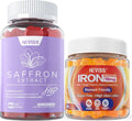 Saffron Extract Gummies + Vegan Iron Gummies with Vitamin C, B12, Folate & Turmeric E443824