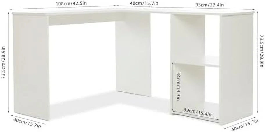 L Shaped Corner Desk Computer Workstation White H380