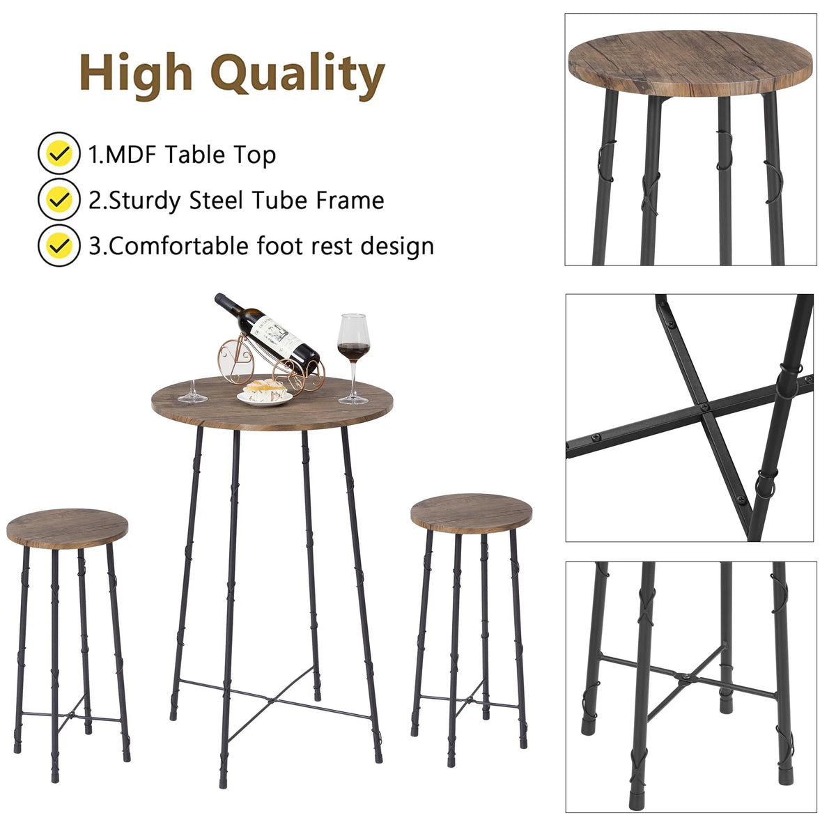 3-Piece Bar Table Set with 2 Stools K216