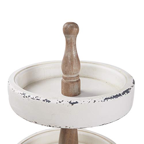 Distressed White 3 Tiered Wood Tray Stand L7443