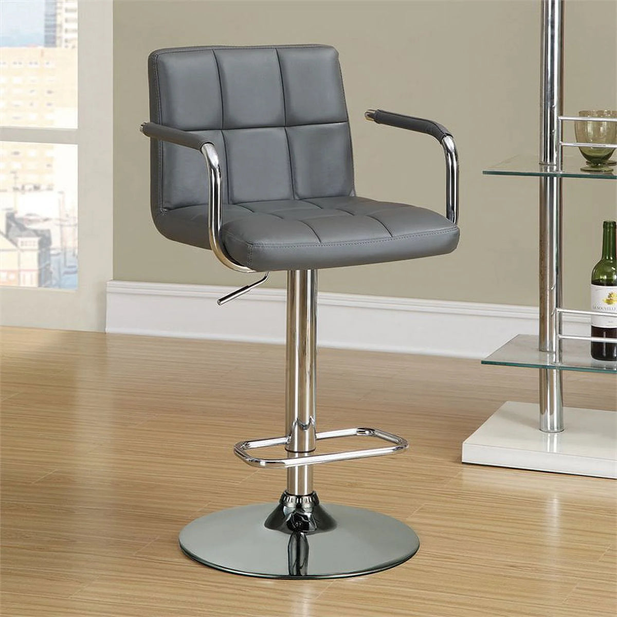 Faux Leather Adjustable Bar Stool Set of 3 X971902