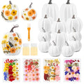 12 Pcs White Artificial Pumpkin and 140 Pcs Dried Flowers DIY Crafts Kit Q63664