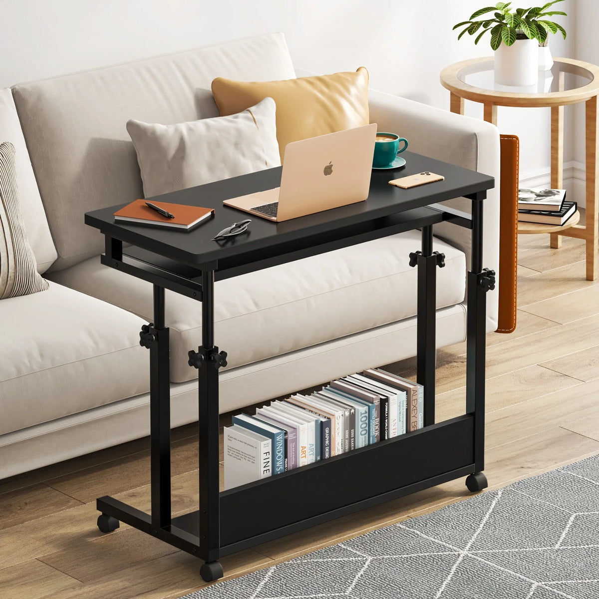 Portable Black Adjustable C Table T187346