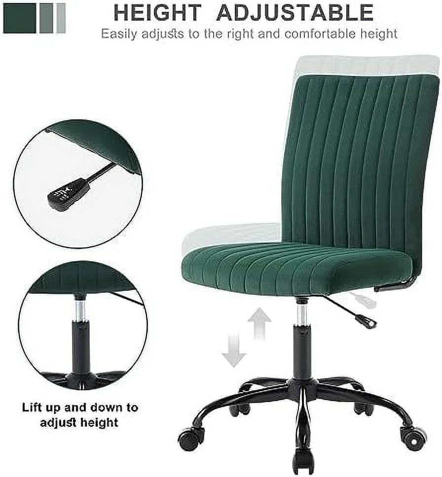 Velvet Armless Office Chair with Rolling Wheels U11705