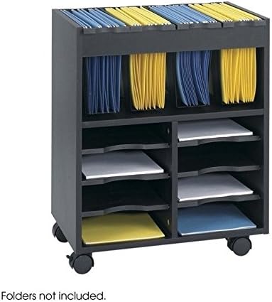 Black 8 Compartment Mobile File Cart W99183