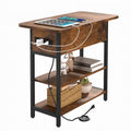 End Table with Charging Station, Flip Top Side Table with USB Ports and Outlets Q7776