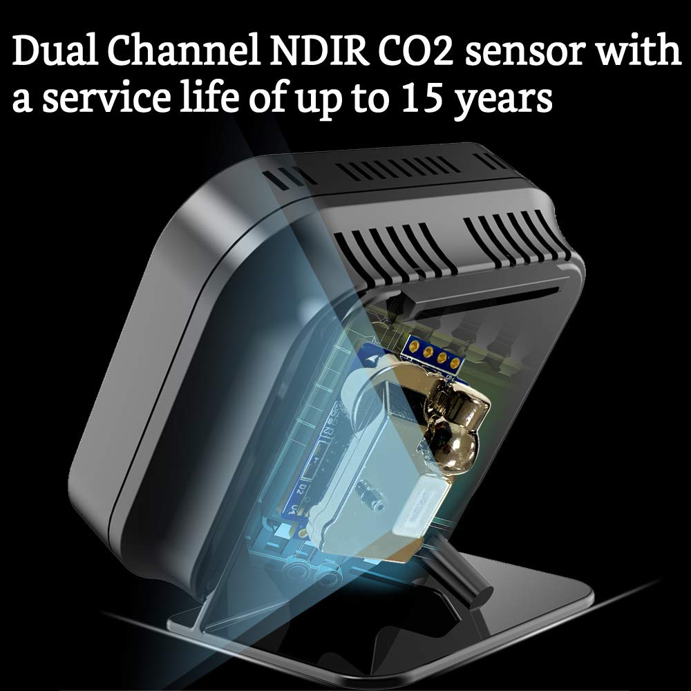 Indoor CO2 Meter Temperature Humidity Air Quality Monitor Black N348