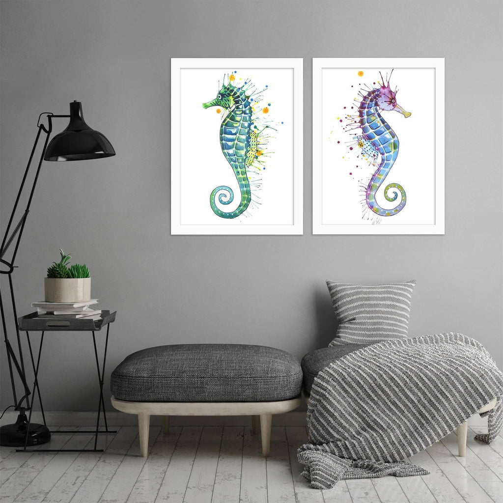 White Framed 2 Piece Print Set T8318