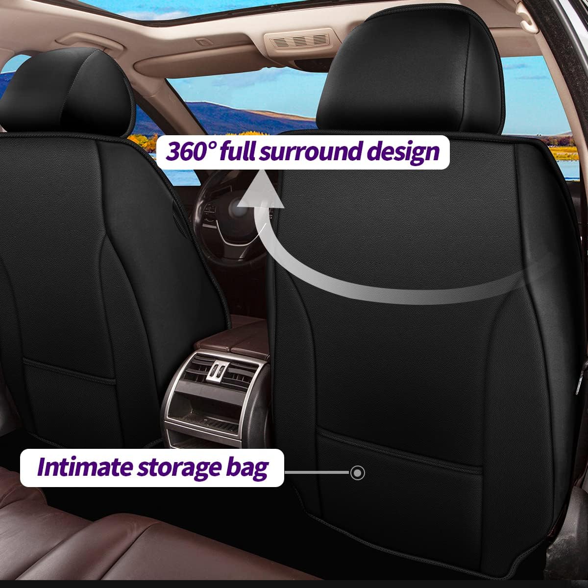 Custom Fit Waterproof Faux Leather Car Seat Covers C55955