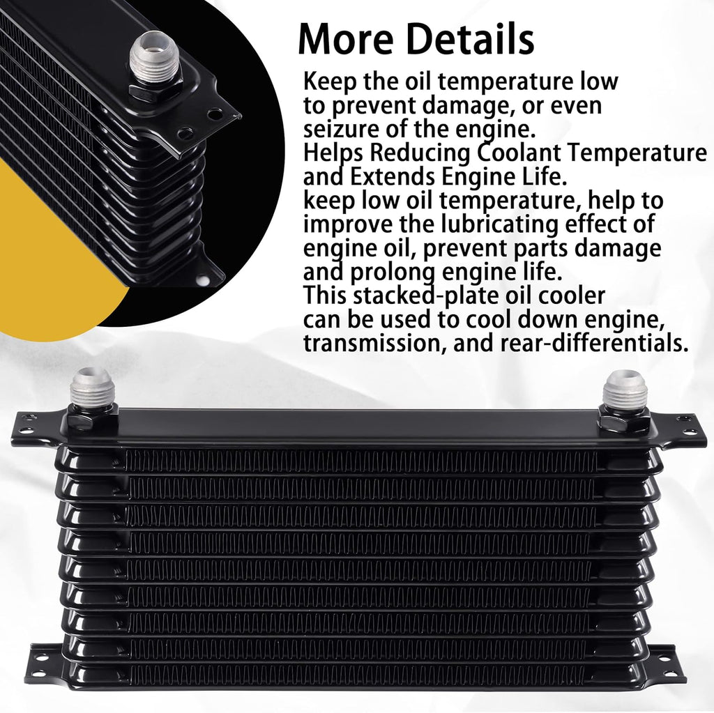 10 Row AN10 Stacked Plate Aluminum Oil Cooler Pack of 2 D63237