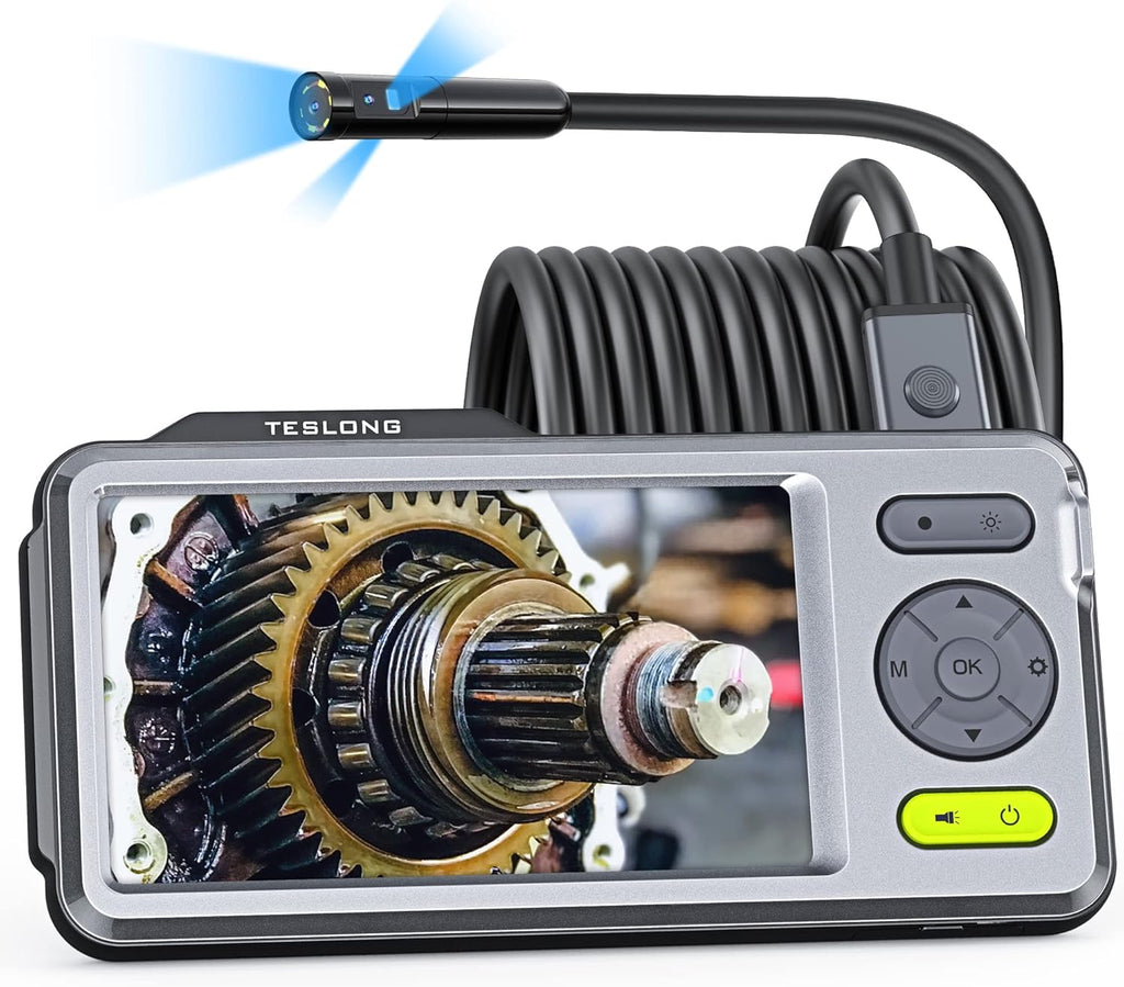 Triple Lens Inspection Camera, HD Waterproof Borescope with Light, 5 IPS Screen, 16.4ft Flexible Cable J82850