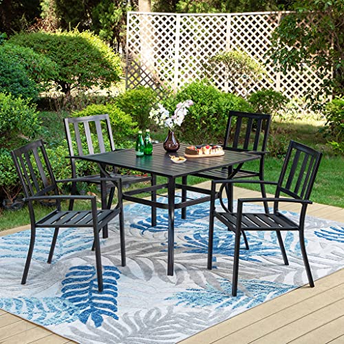 Black Set of 2 Metal Patio Dining Chairs C1040