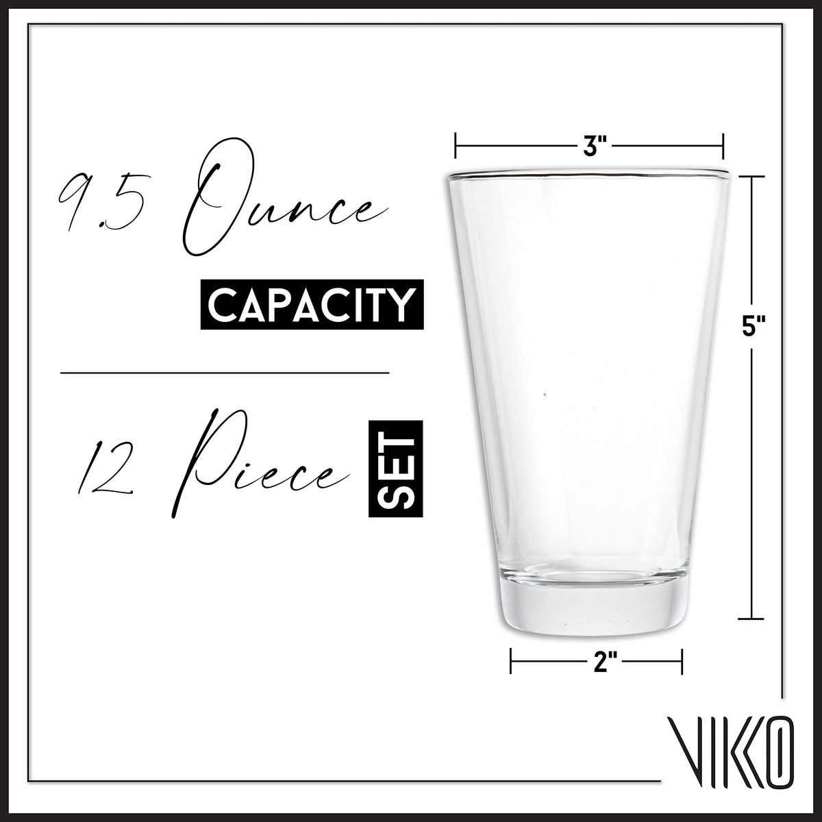 9.5 Ounce Dishwasher Safe Glass Tumblers Set of 12 M607
