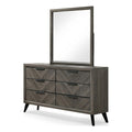 Gray Wood 6-Drawer Dresser with Mirror Q886992