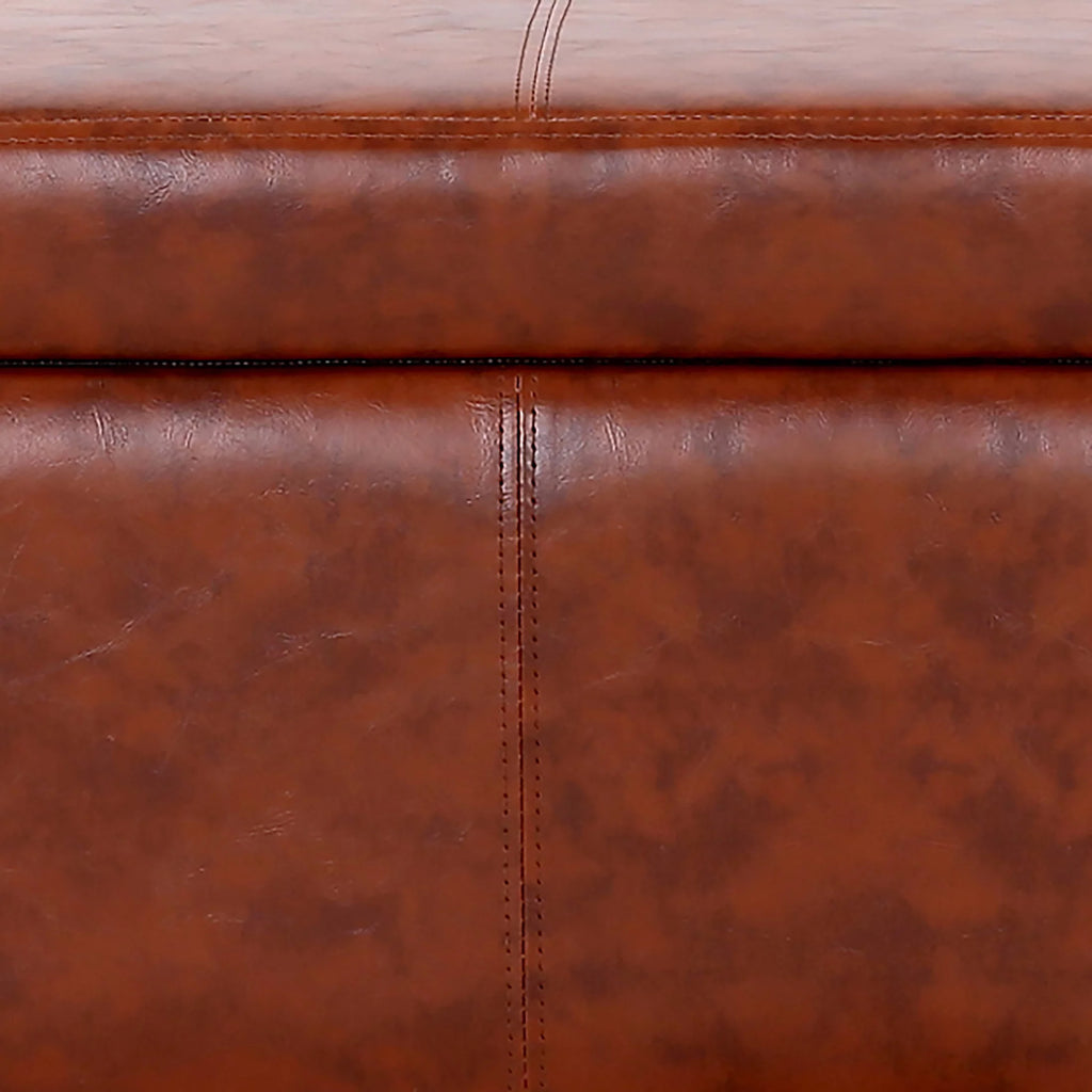 Brown Faux Leather Storage Ottoman Bench E409