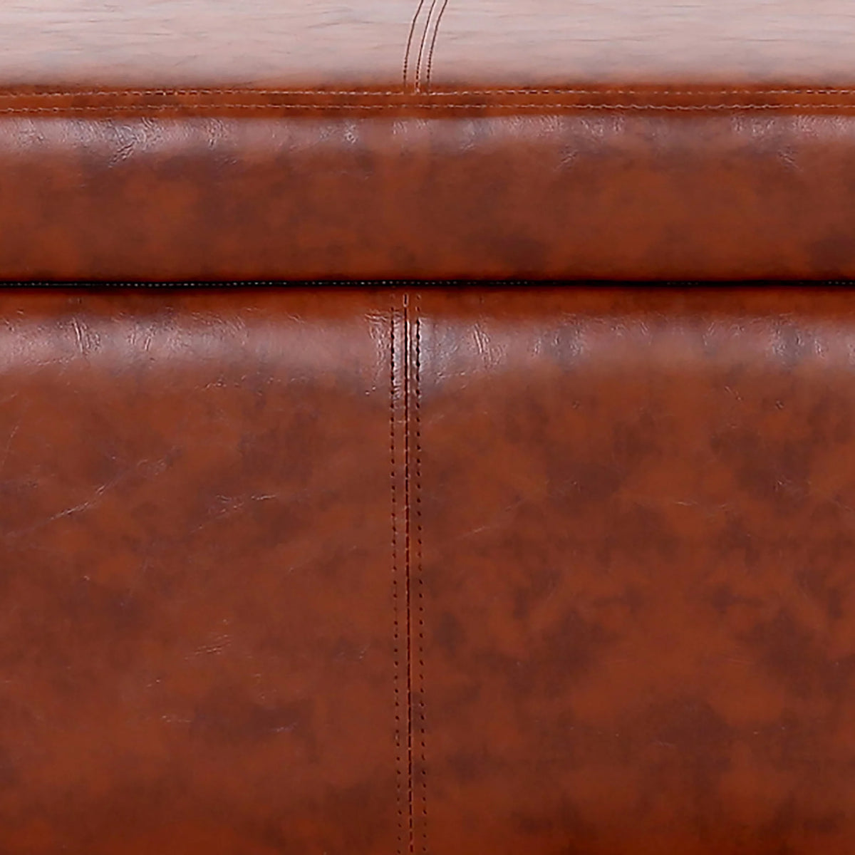 Brown Faux Leather Storage Ottoman Bench E409