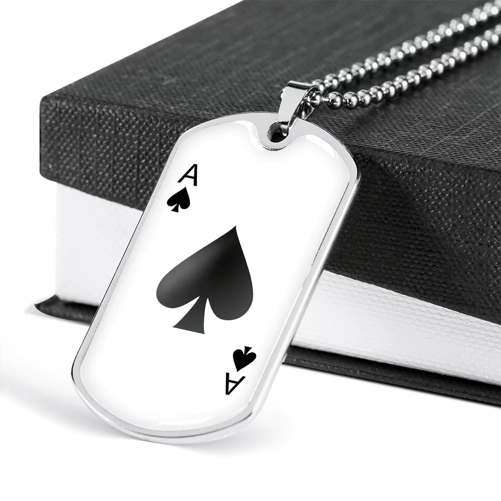 White Stainless Steel or 18k Gold Dog Tag Necklace I287478