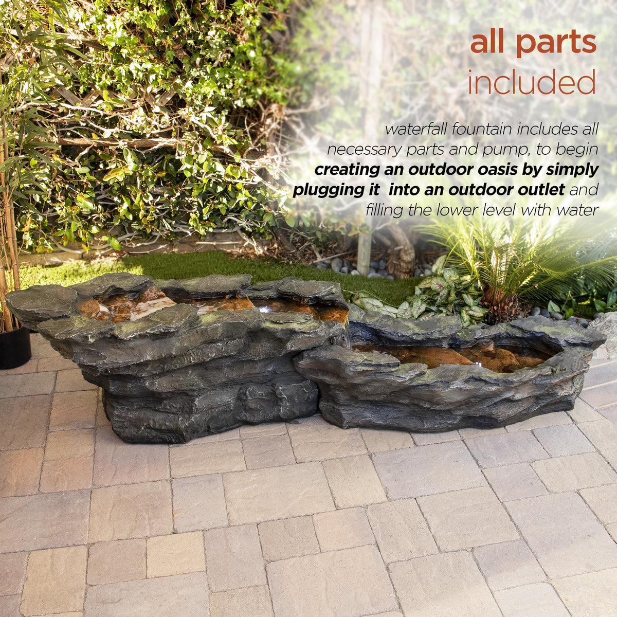76" Outdoor Tiering Water Fountain with LED Lights Z683508