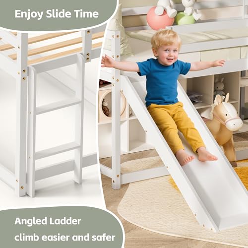 Twin Wood Bunk Bed with Slide and Ladder M85406