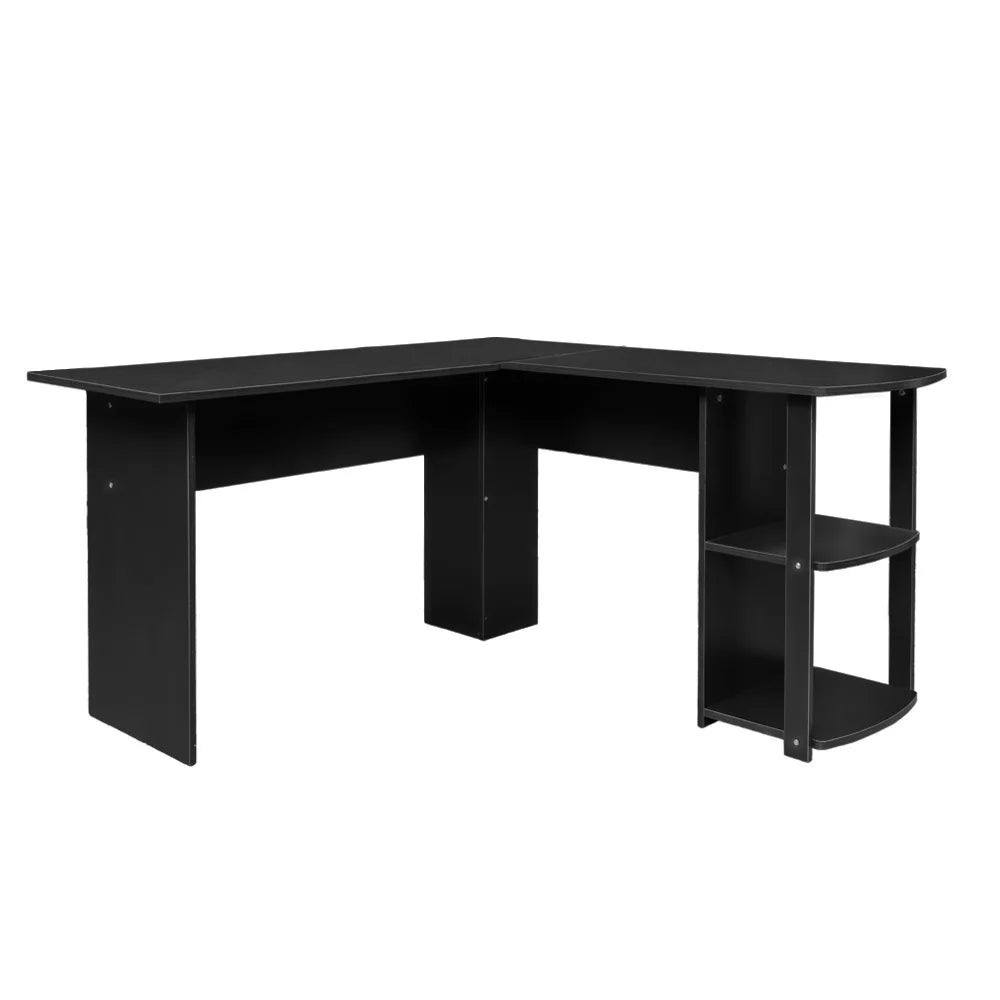 L Shaped Wood Corner Desk with Bookshelves B770732