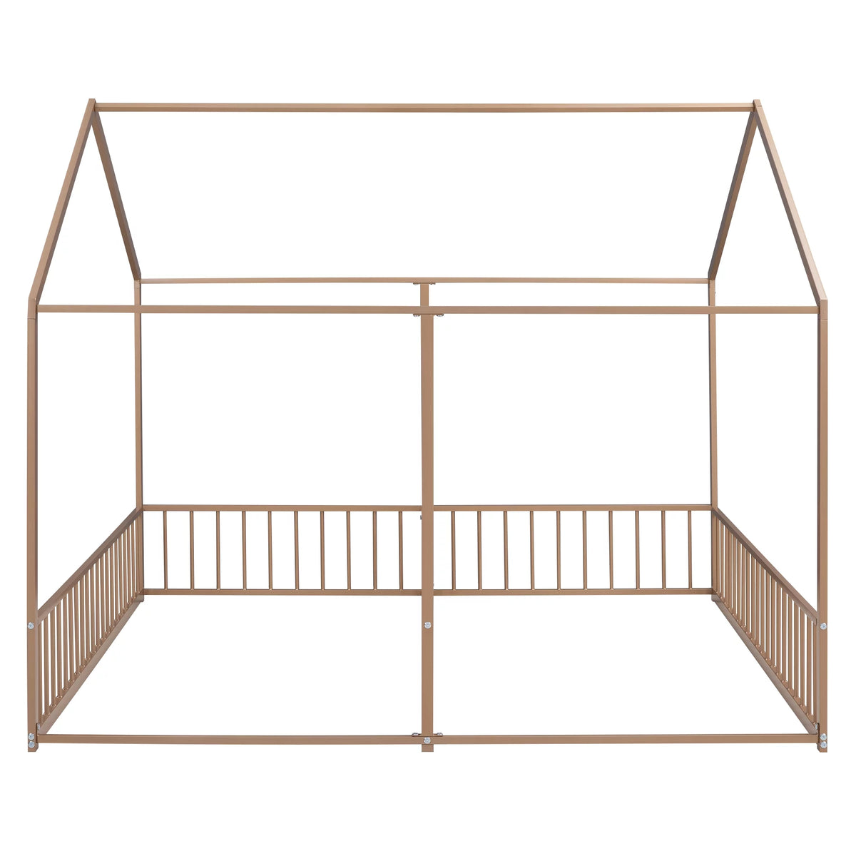 Twin Size Metal House Bed with Guardrails C397