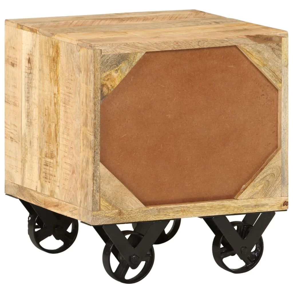 Side Table with Drawer Wheels Mango Wood E343