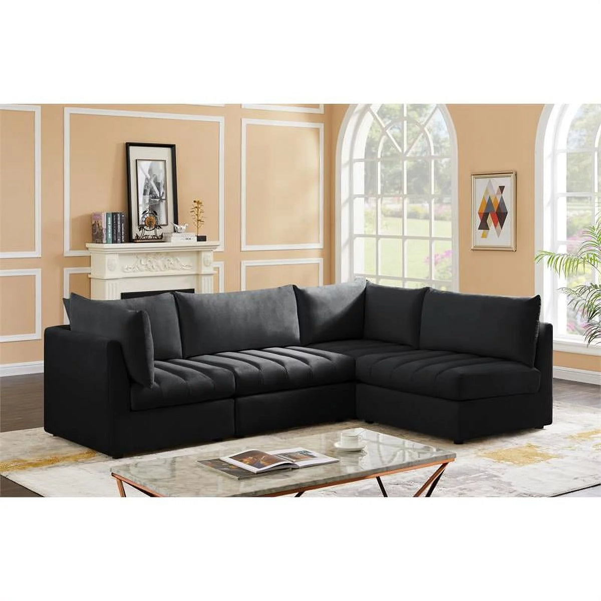 Black Velvet Modular Sectional I503