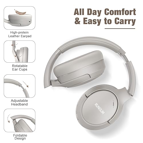 Hybrid Active Noise Cancelling Wireless Over Ear Bluetooth Headphones with Microphone N544054