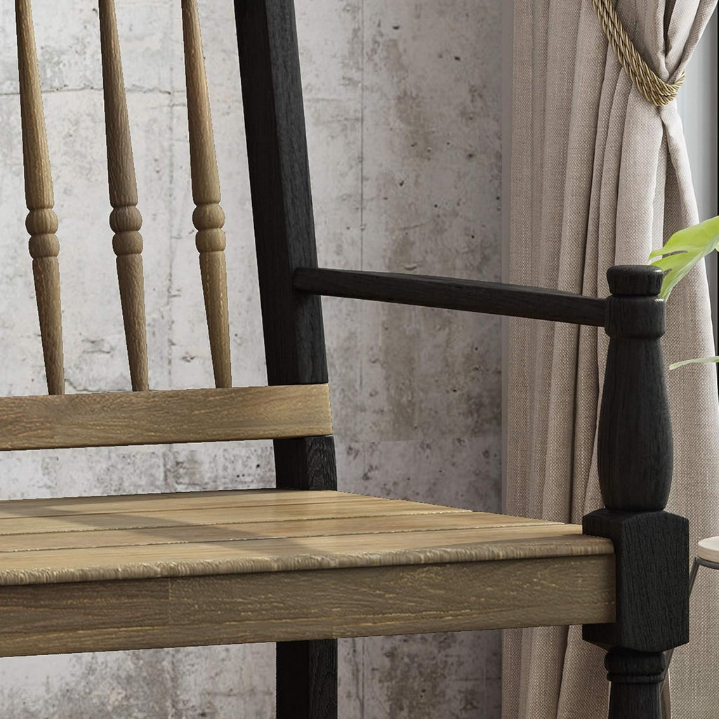 Gray and Black Acacia Wood Bench with Shelf U699124