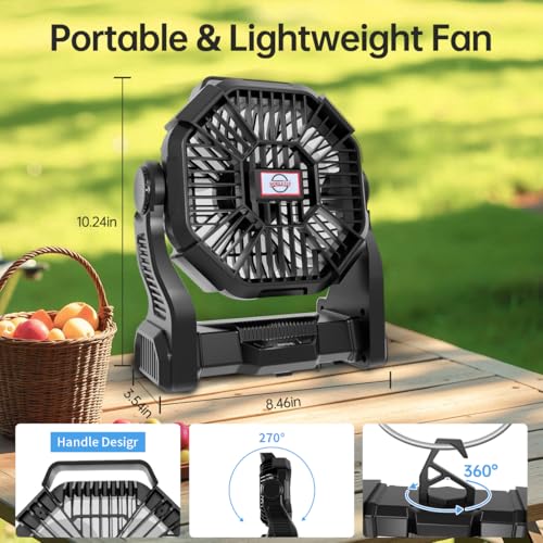 Portable Rechargeable Camping Fan with LED Lantern V6062