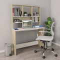 White and Sonoma Oak Desk with Shelves B22370