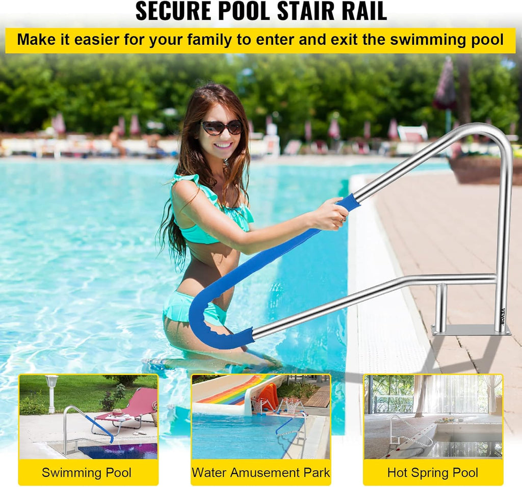 55x32 Stainless Steel Pool Handrail with Grip Cover C93014