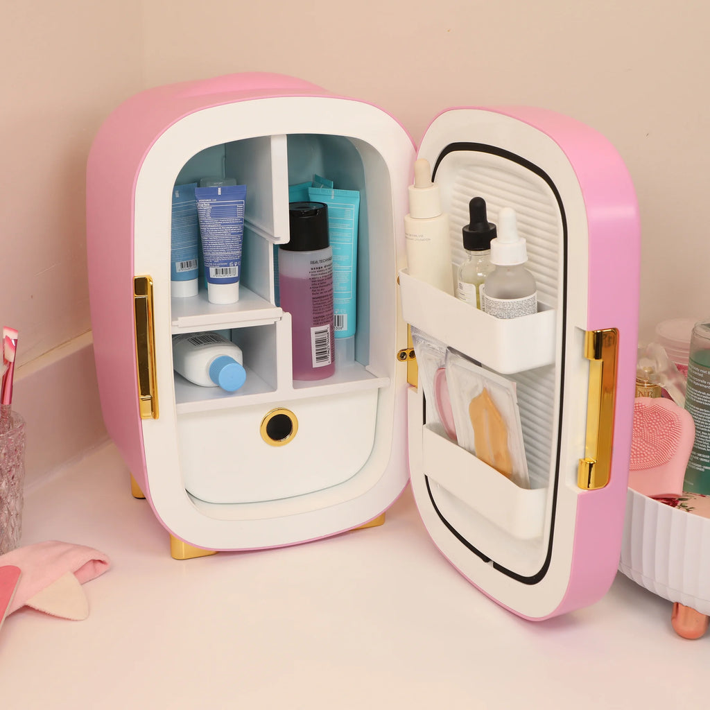 Pink Mini Fridge 7L with Light Up Mirror U495