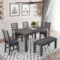Rustic Wood Dining Table and Chairs Set of 6 Gray P509615