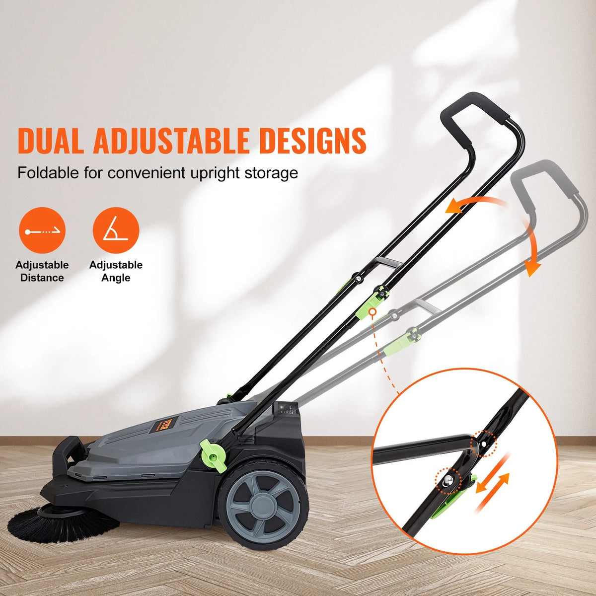 25.6" Manual Walk-behind Floor Sweeper with 5-Gallon Waste Container N44164