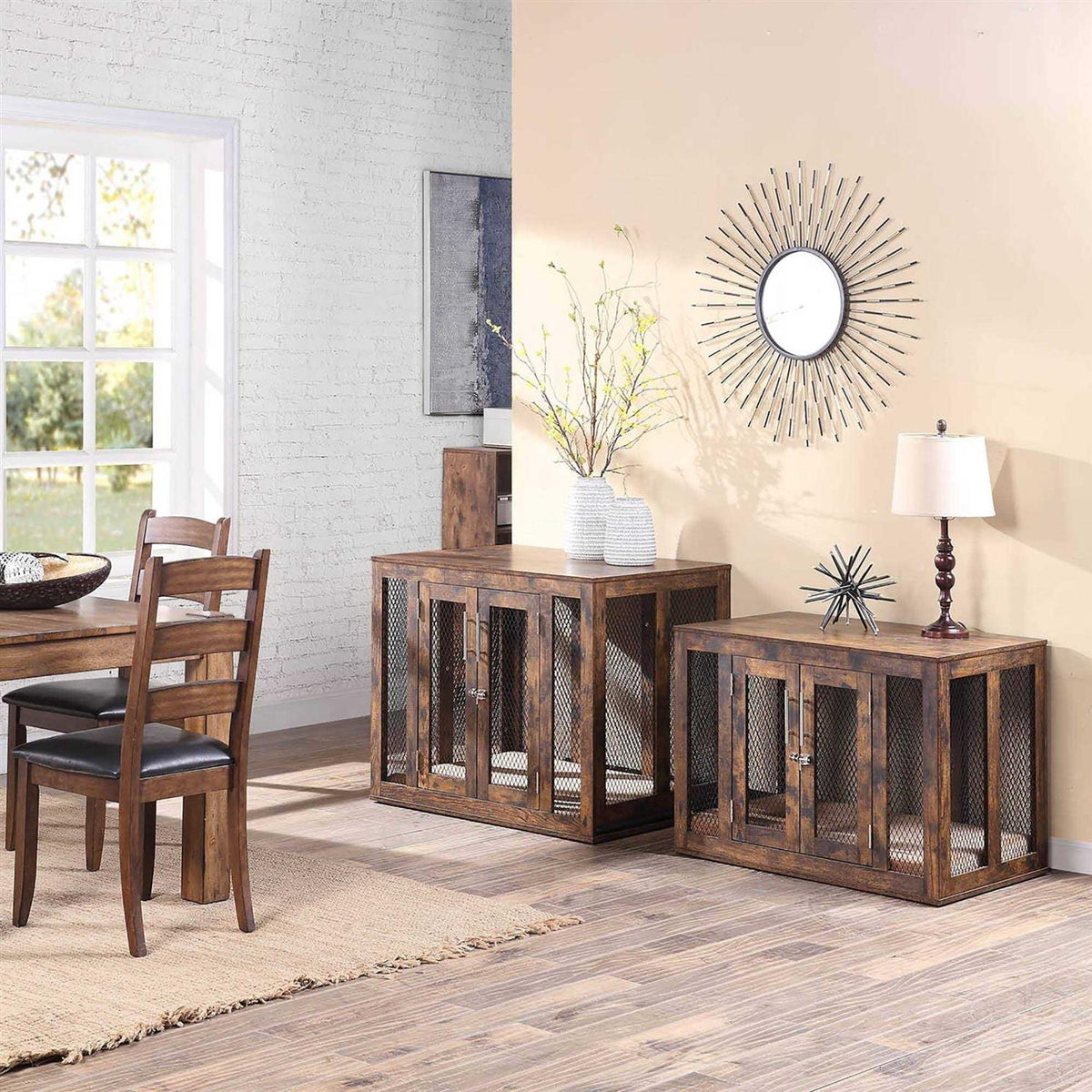 Furniture Style Dog Crate with Tray Y834971