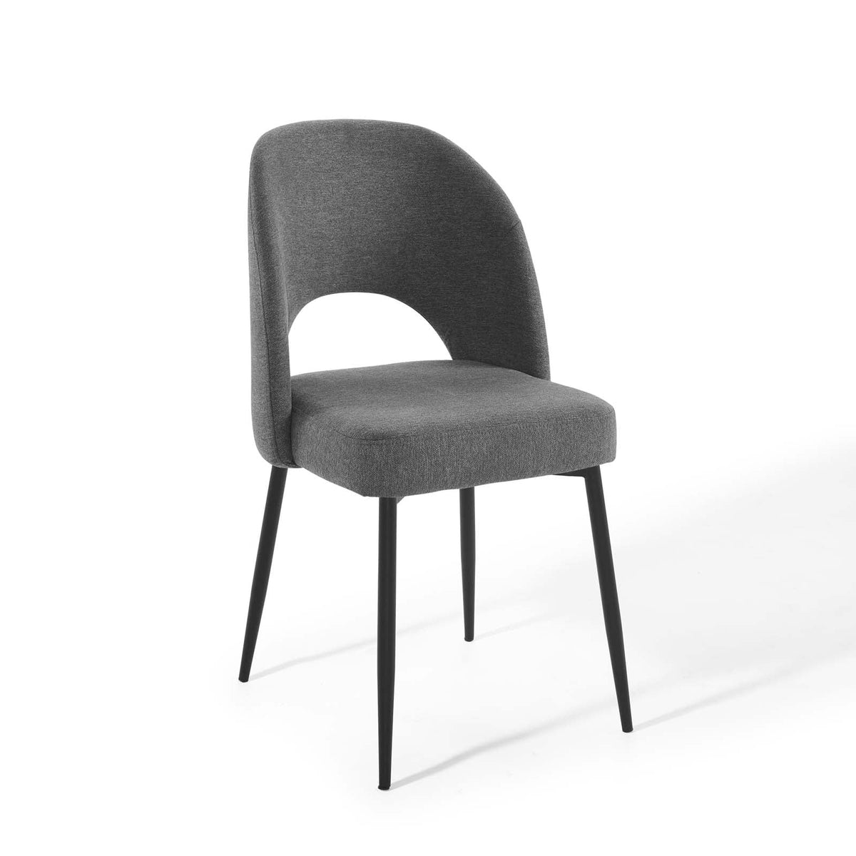 Black Charcoal Upholstered Fabric Dining Side Chair Set of 2 L89932