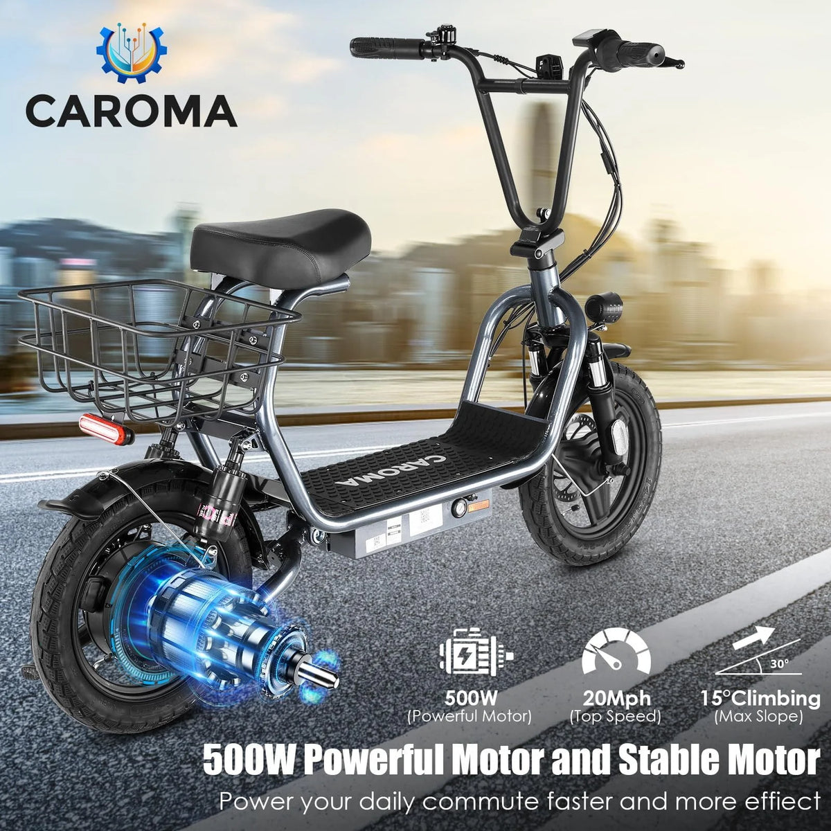 Electric Scooter 500W 25Miles 20Mph White Z33893
