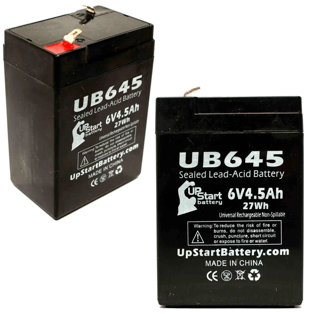2x Pack 6V 4.5Ah Sealed Lead Acid Battery with F1 to F2 Terminal Adapters B79727