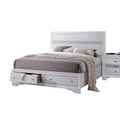 White Eastern King Bed with Storage L43506