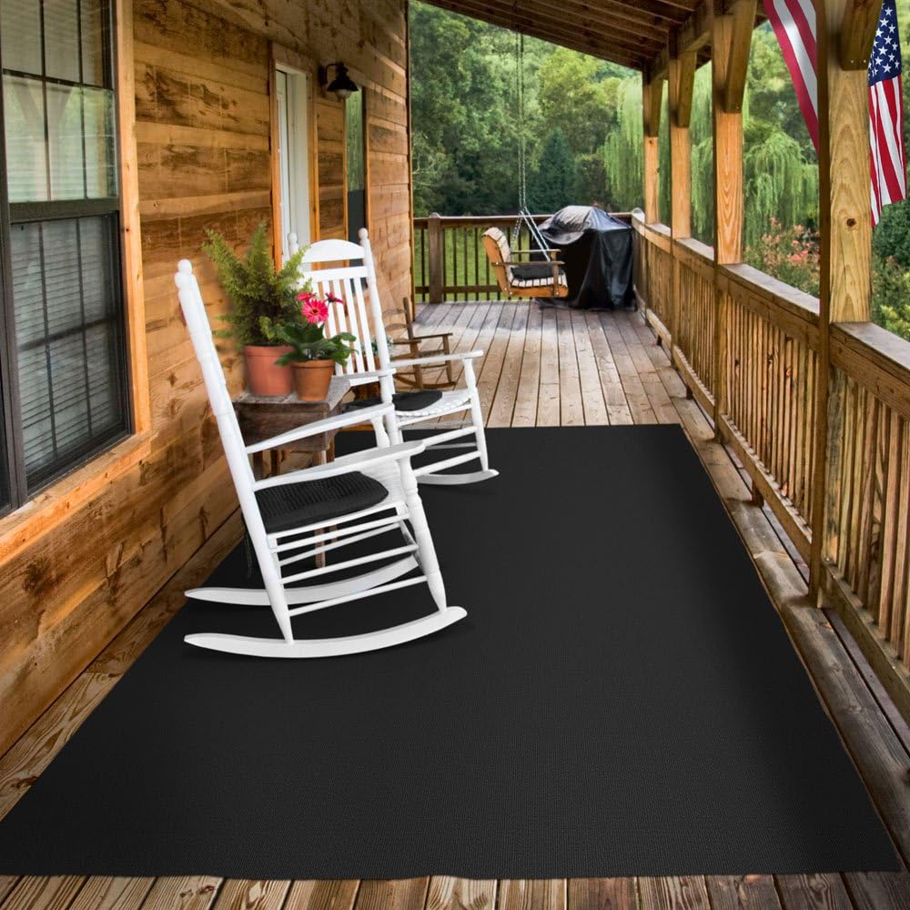 Indoor Outdoor Carpet with Rubber Marine Backing Black 6 Feet x 25 Feet U65511