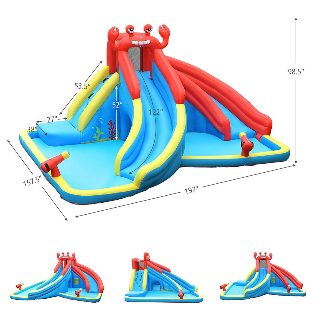 Inflatable Water Slide Bounce House Splash Pool with Blower N8546
