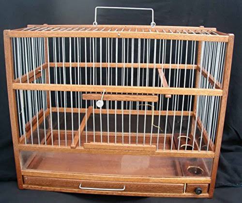 Wooden Hand Crafted Bird Cage with Slide Out Tray J149