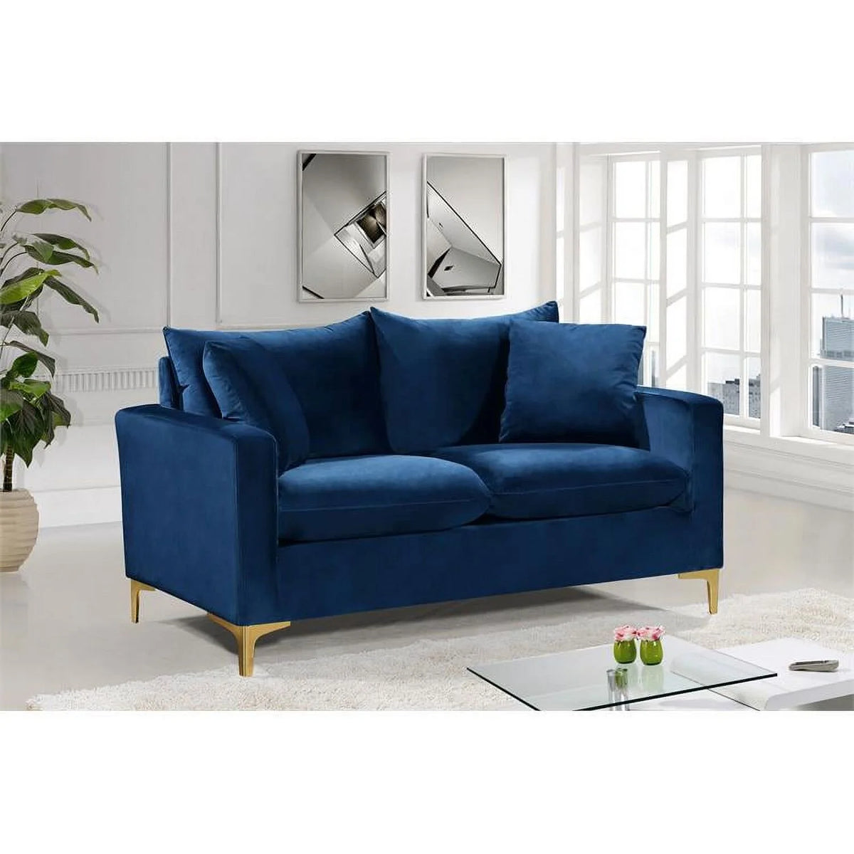 Navy Velvet Loveseat B1532