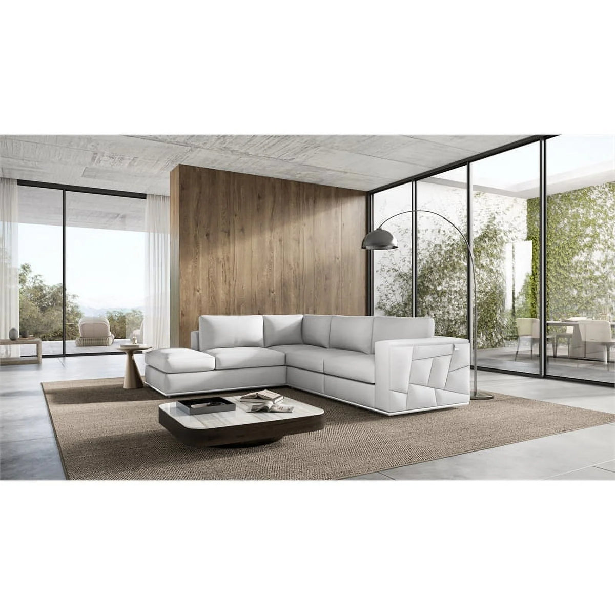 White Italian Top Grain Leather Sectional O298