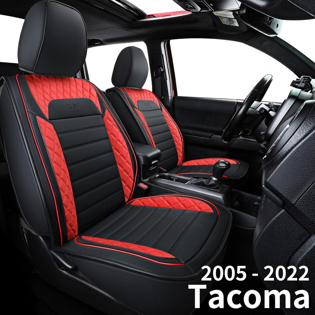 Tacoma Seat Covers Water Proof Faux Leather Full Set Brown White Q62938
