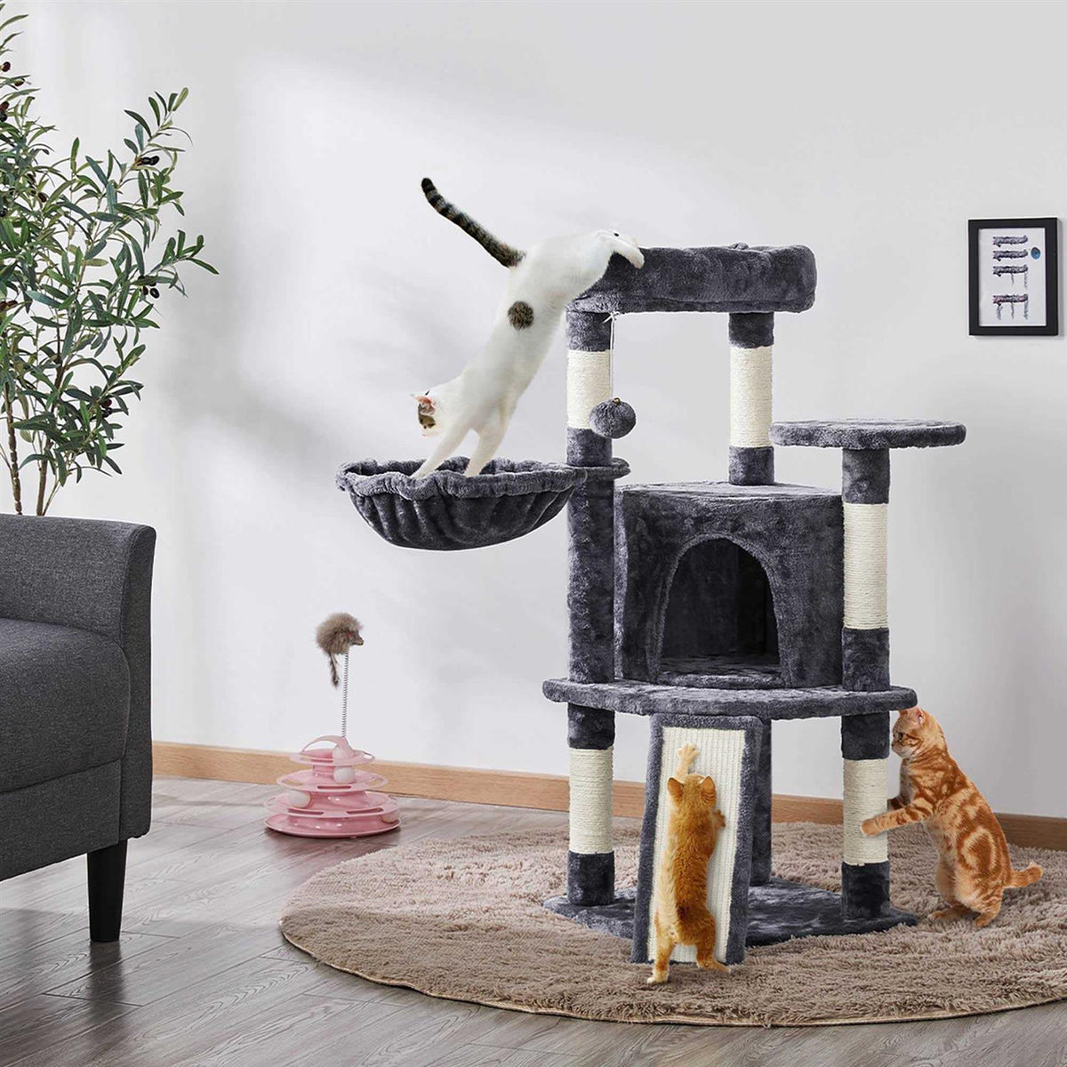Plush Cat Tree Condo with Basket T393776
