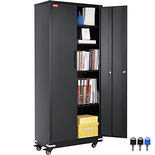 Black Metal Storage Cabinet with 4 Adjustable Shelves M5259