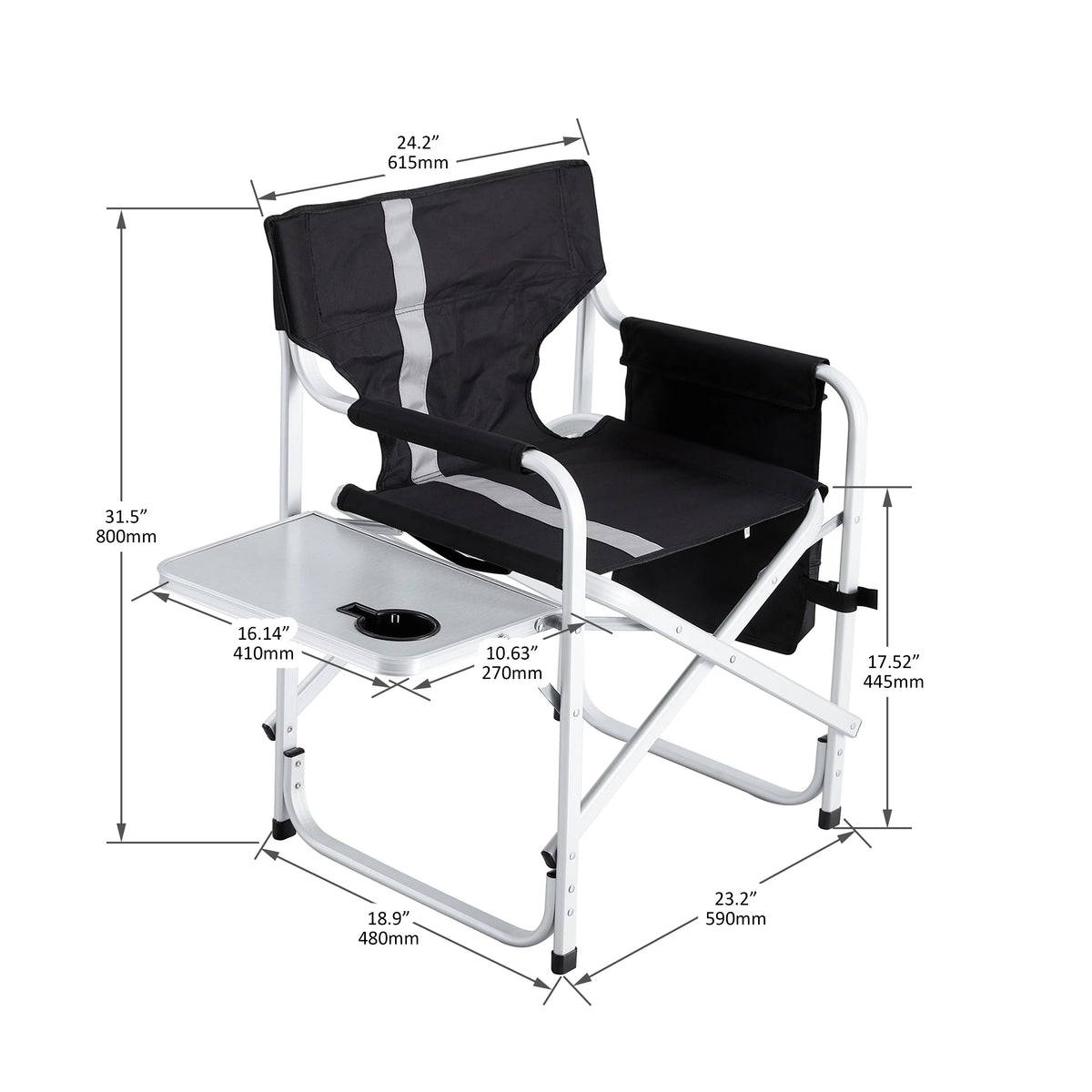2-piece Padded Folding Oversized Chair with Side Table and Storage Pockets I326686