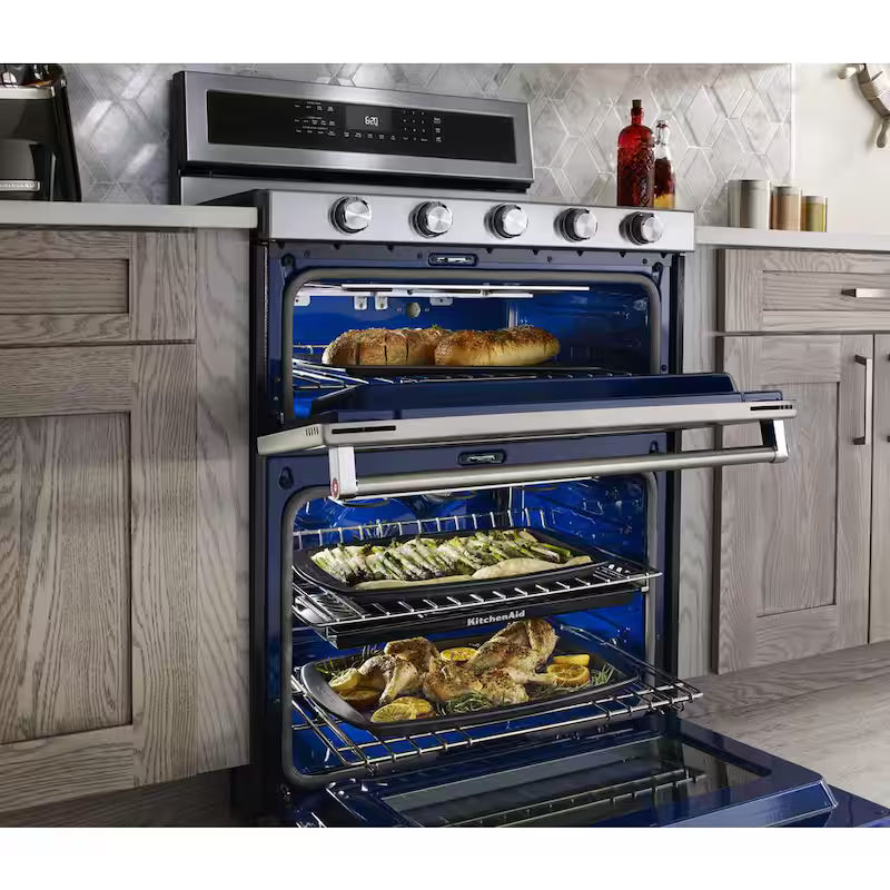 6.7 cu. ft. Double Oven Dual Fuel Gas Range with Convection Oven Stainless Steel P3160